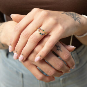 18ct Gold Plated Rainbow Stacking Ring Set