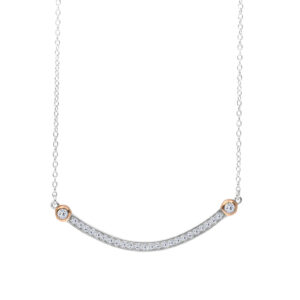 18ct Rose Gold Plated Silver CZ Bar Necklace