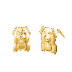 andralok sculpted pig stud earrings in 9ct yellow gold