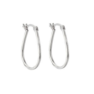 Sterling Silver Oval Twisted Creole Drop Hoop Earrings additional product image