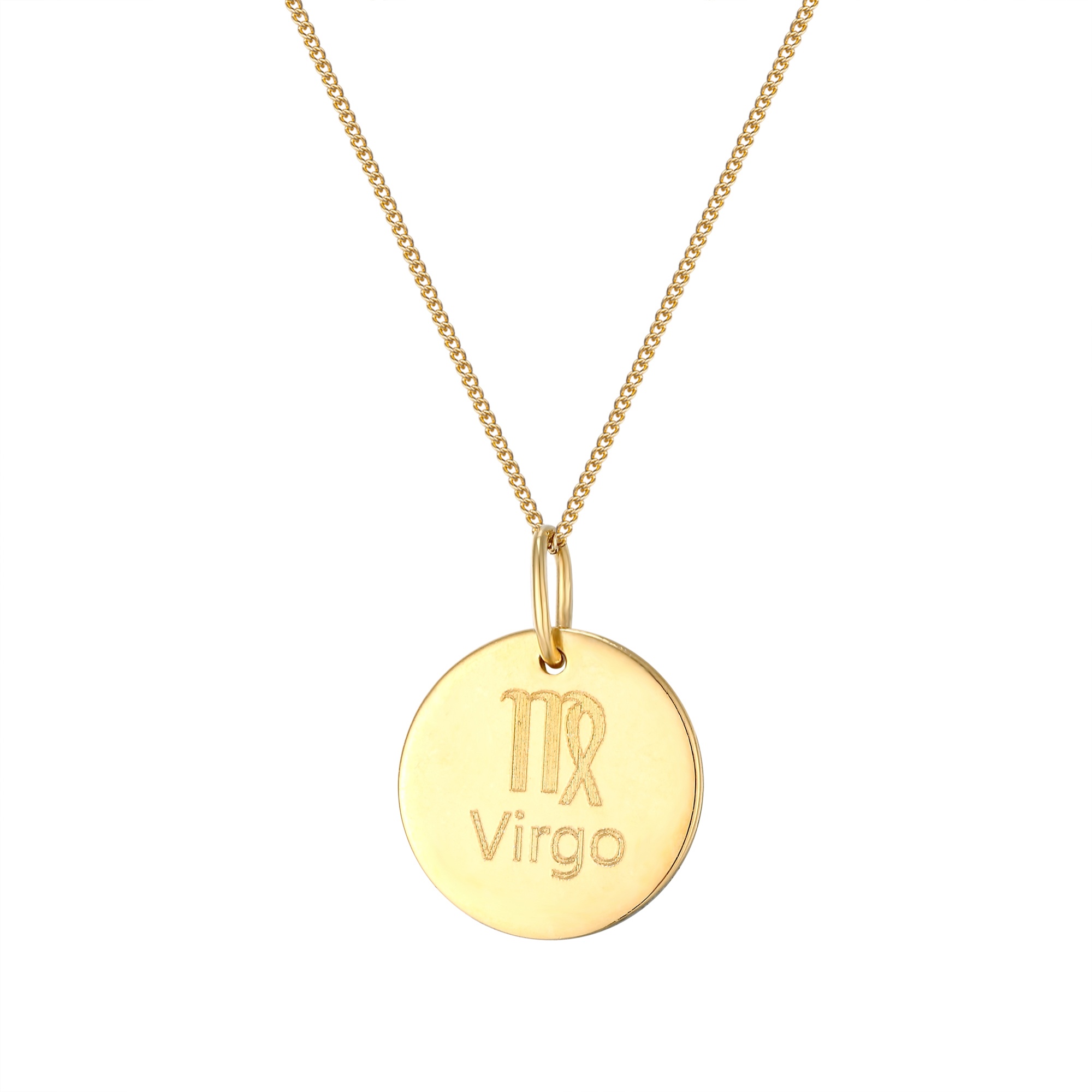 Star Sign Disc Pendant Necklace in gold plate sterling silver with zodiac disc