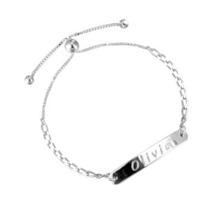 Silver personalised bar bracelet