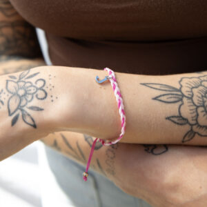 Adjustable Pink Plaited Bracelet with Letter Charm 2