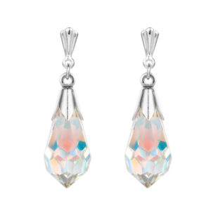 andralok sterling silver aurora borealis crystal drop earrings front view