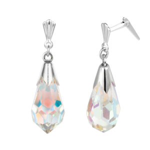 sterling silver faceted aurora crystal drop earrings 20mm