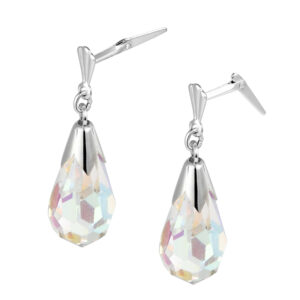 aurora borealis teardrop crystal earrings showing Andralok back fitting