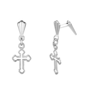 sterling silver club cross drop earrings 17mm
