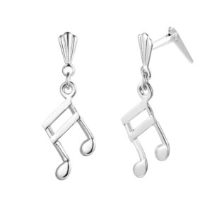 andralok quaver music note drop earrings in sterling silver