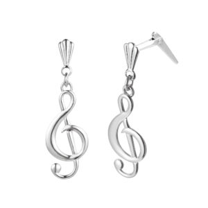 andralok treble clef drop earrings in sterling silver