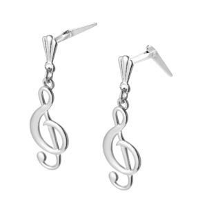 side view Andralok treble clef earrings showing back fitting