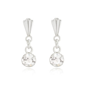 andralok sterling silver round crystal drop earrings front view