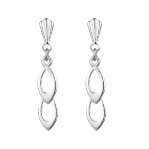andralok sterling silver oval link drop earrings front view