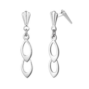 sterling silver linked oval drop earrings 21mm