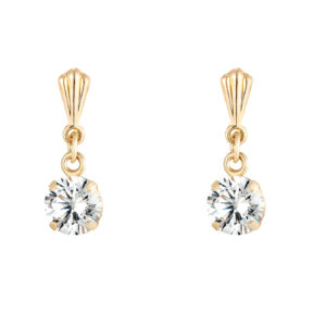 gold 5mm cz drop earrings in 9ct Yellow Gold shown as a front-facing pair