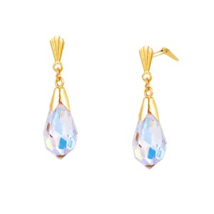 Close up of faceted aurora borealis briolette crystal detail