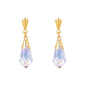 9ct yellow gold faceted aurora borealis briolette drop earrings