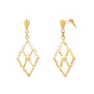 Close up of twisted edge detail on gold marquise frame