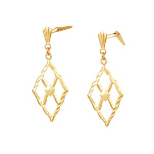 Side profile of 9ct gold marquise earrings with Andralok hinge