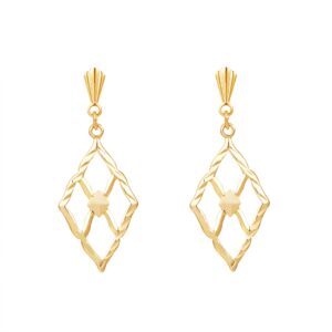 9ct yellow gold twisted marquise drop earrings front view