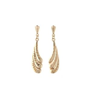 9ct yellow gold diamond cut tapered drop earrings front view