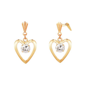 Side profile of 9ct gold open heart earrings with Andralok hinge