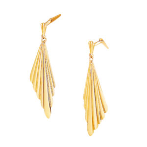 side view Andralok fan drop earrings showing back fitting