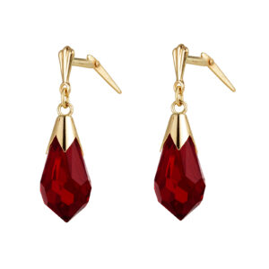 side view Andralok crystal drop earrings showing gold cap and fitting
