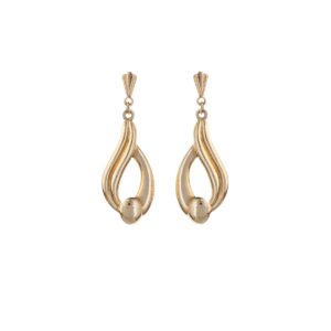 9ct yellow gold sculpted open drop earrings front view
