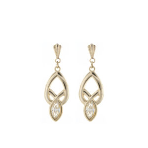9ct gold marquise CZ Andralok drop earrings