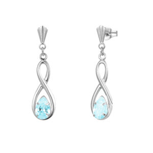 9ct white gold drop earrings with butterfly backs