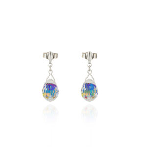 front view sterling silver aurora borealis crystal drop earrings