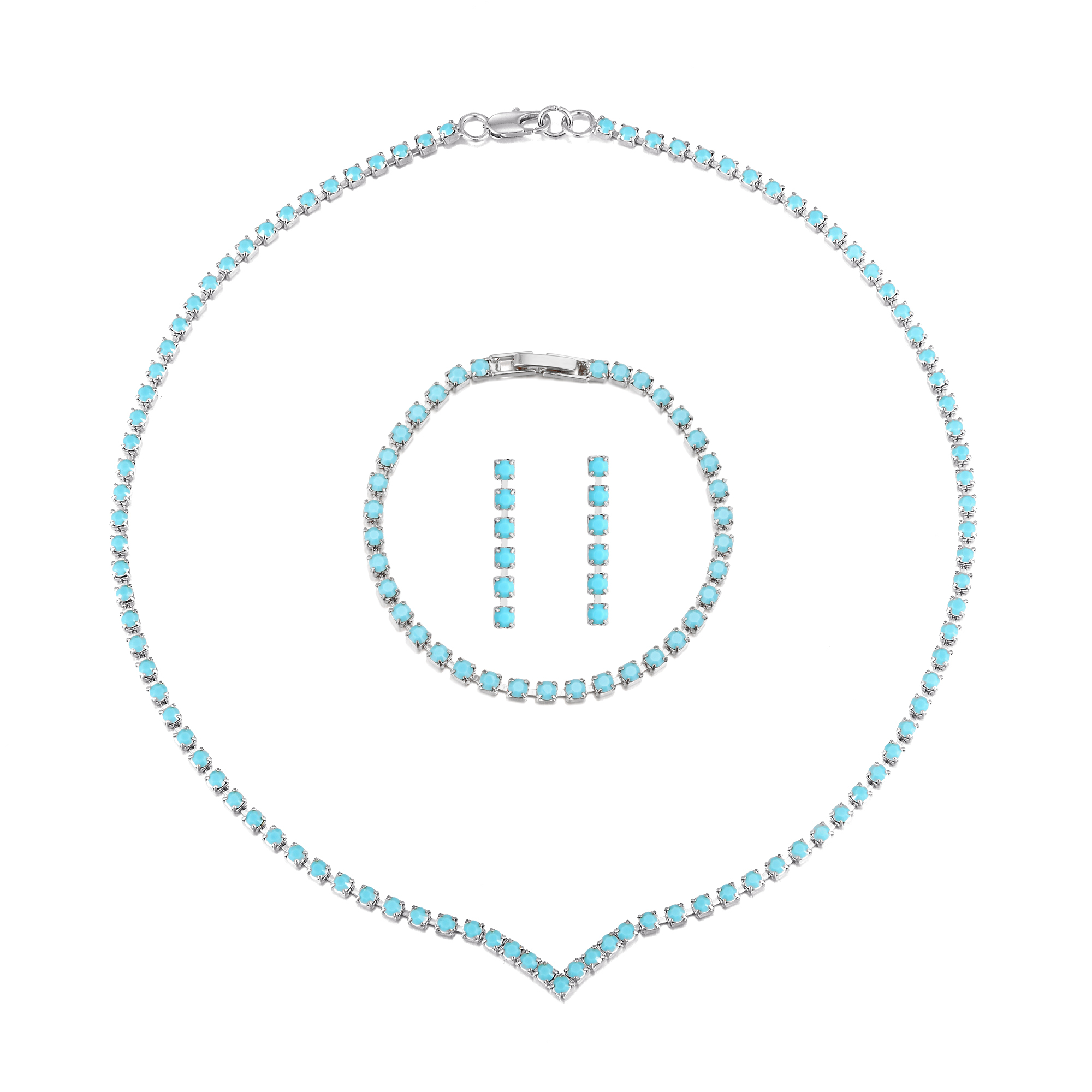 Turquoise crystal strand set with matching pieces