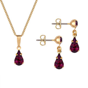Purple teardrop pendant set by Square Pear
