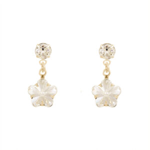 Crystal flower drop earrings in gold plate
