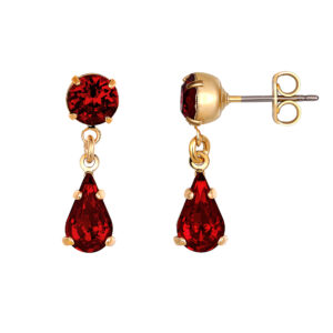 Crystal teardrop stud earrings in gold plate
