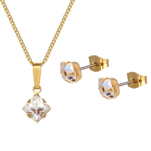 Matching square crystal jewellery set by Square Pear Jewellery