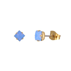 Small square crystal stud earrings in gold plate