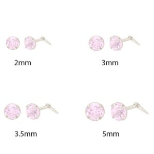 Pink topaz stud earrings available in 2mm, 3mm, 3.5mm and 5mm sizes