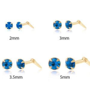Capri blue crystal stud earrings available in 2mm 3mm 3.5mm and 5mm
