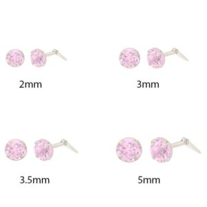 Pink tourmaline stud earrings in sterling silver setting