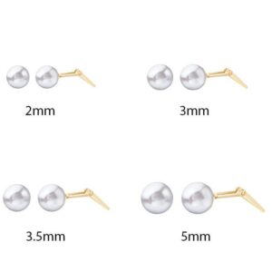 Pearl stud earrings available in 2mm 3mm 3.5mm and 5mm