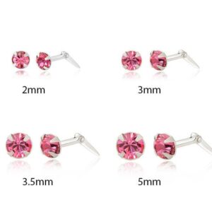 Rose crystal stud earrings available in 2mm 3mm 3.5mm and 5mm