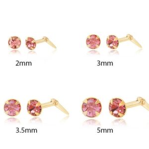 Light rose crystal stud earrings available in 2mm 3mm 3.5mm and 5mm