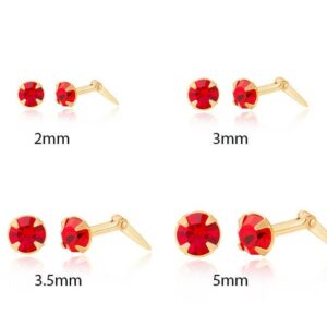 Light siam crystal stud earrings available in 2mm 3mm 3.5mm and 5mm