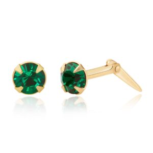 Green crystal stud earrings available in 2mm 3mm 3.5mm and 5mm