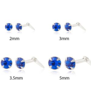 Dark blue crystal stud earrings available in 2mm 3mm 3.5mm and 5mm