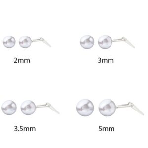 Pearl stud earrings available in 2mm 3mm 3.5mm and 5mm