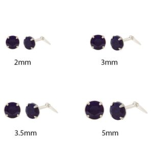 Sapphire stud earrings available in 2mm 3mm 3.5mm and 5mm