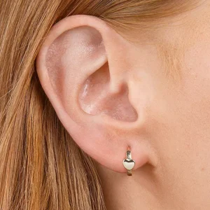 For You Collection 18ct Gold Plated Sterling Silver Mini Polished Heart Huggie Earrings75J792FRSP W01.jpg