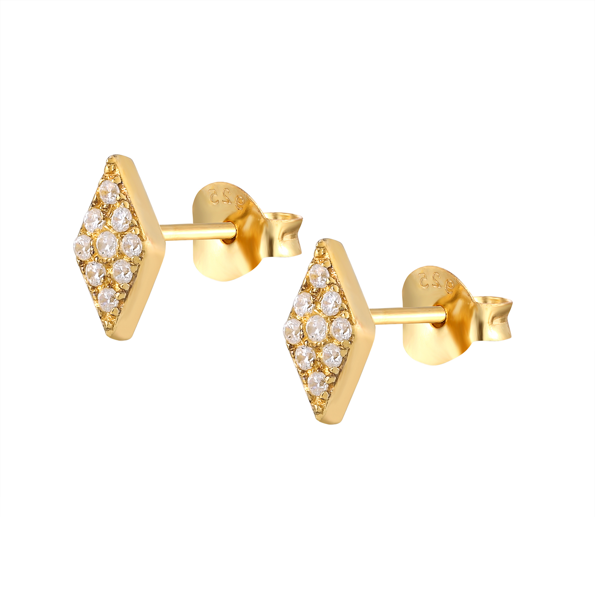 Sterling Silver Diamond Shape Cubic Zirconia Stud Earrings additional product image